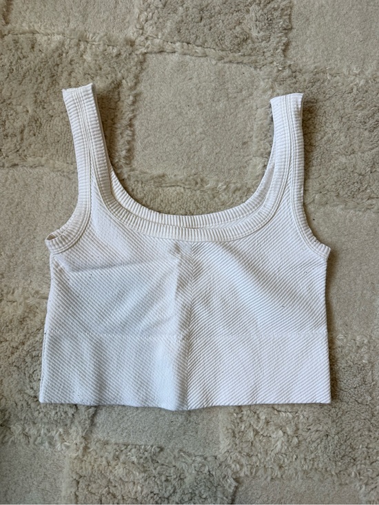 Nikibiki Tops - Nikibiki White Ribbed Square-Neck Crop Tank
